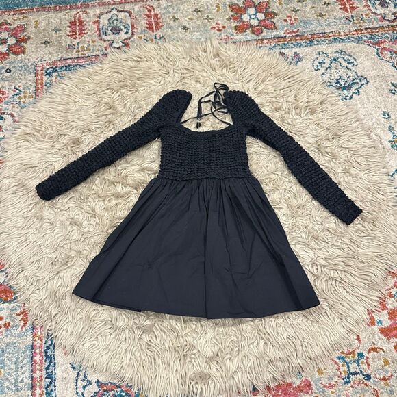 STAUD Cassidy Puckered Long-Sleeve Halter Mini Dress small - Picture 3 of 7